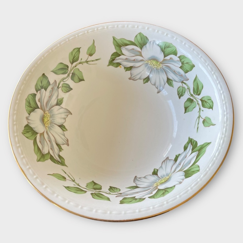 Homer Laughlin Bowl Eggshell Georgian Cotillion G3517 White Floral Vintage MCM